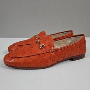 Sam Edelman Orange Woven Leather Loafers